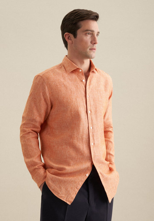 Seidensticker L/S Pure Linen Regular Fit Shirt Orange