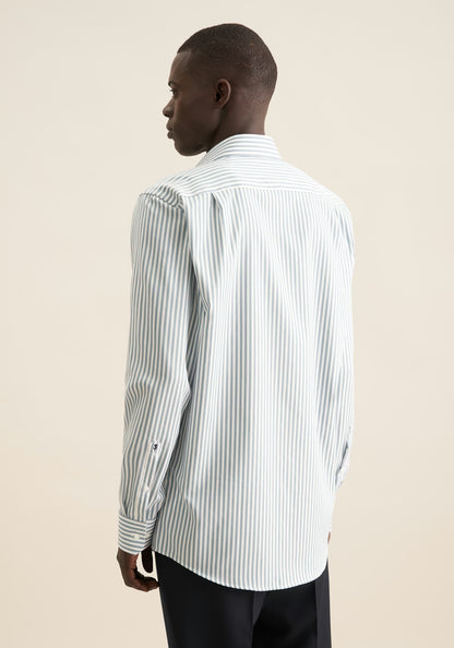 Seidensticker Sage Wrinkle-Free Cotton Stripe Regular Fit Shirt — Classic Business Dress Shirt