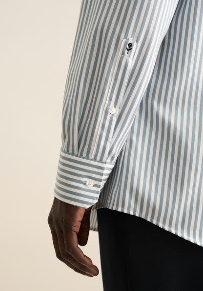 Seidensticker Sage Wrinkle-Free Cotton Stripe Regular Fit Shirt — Classic Business Dress Shirt