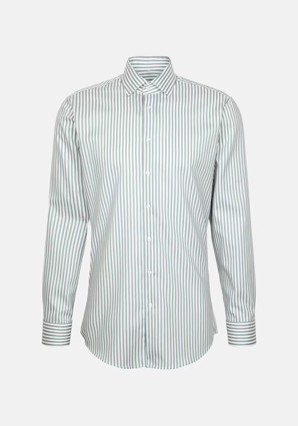 Seidensticker Sage Wrinkle-Free Cotton Stripe Regular Fit Shirt — Classic Business Dress Shirt