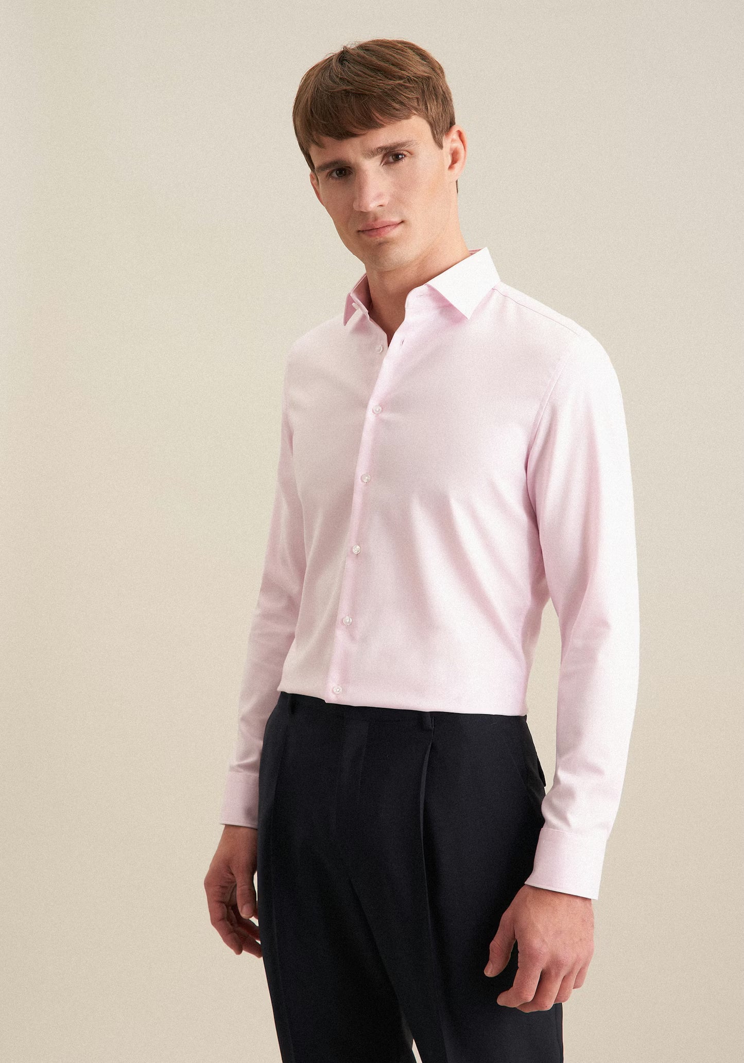 Seidensticker L/S Wrinke Free Cotton Shaped Fit Twill Shirt Pink