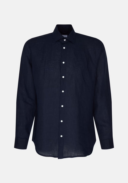 Seidensticker L/S Pure Linen Regular Fit Shirt Navy