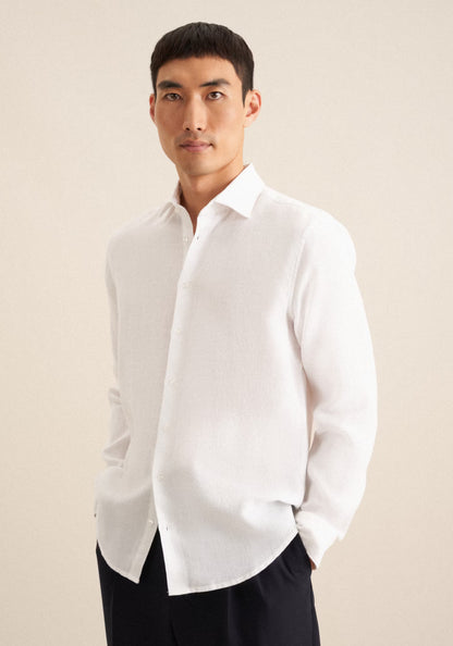 Seidensticker L/S Pure Linen Regular Fit Shirt White