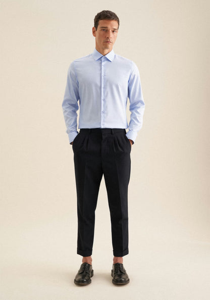 Seidensticker Sky Wrinkle-Free Cotton Twill Slim Fit Shirt — Classic Business Dress Shirt