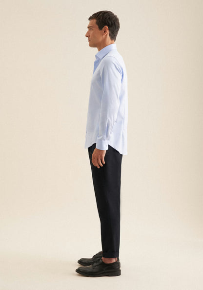 Seidensticker Sky Wrinkle-Free Cotton Twill Slim Fit Shirt — Classic Business Dress Shirt