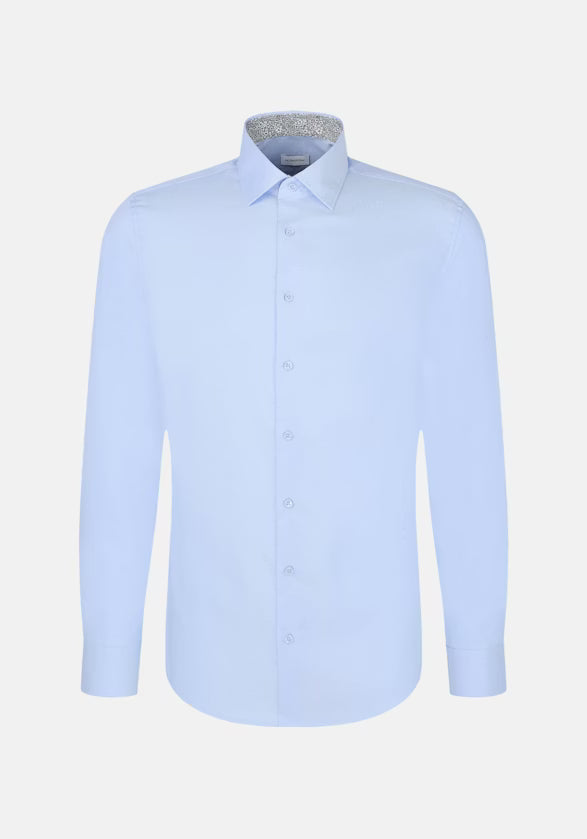 Seidensticker Sky Wrinkle-Free Cotton Twill Slim Fit Shirt — Classic Business Dress Shirt
