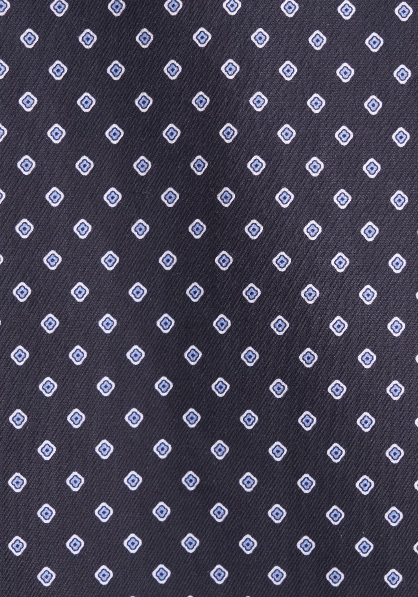 Seidensticker Navy Wrinkle-Free Cotton Print Twill Slim Fit Shirt — Classic Business Dress Shirt