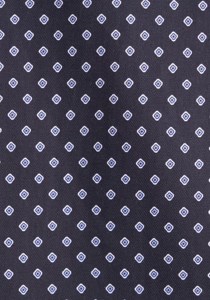 Seidensticker Navy Wrinkle-Free Cotton Print Twill Slim Fit Shirt — Classic Business Dress Shirt