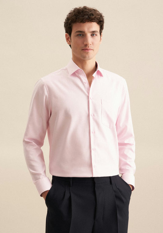 Seidensticker L/S Wrinke Free Cotton Twill Regular Fit Shirt Pink