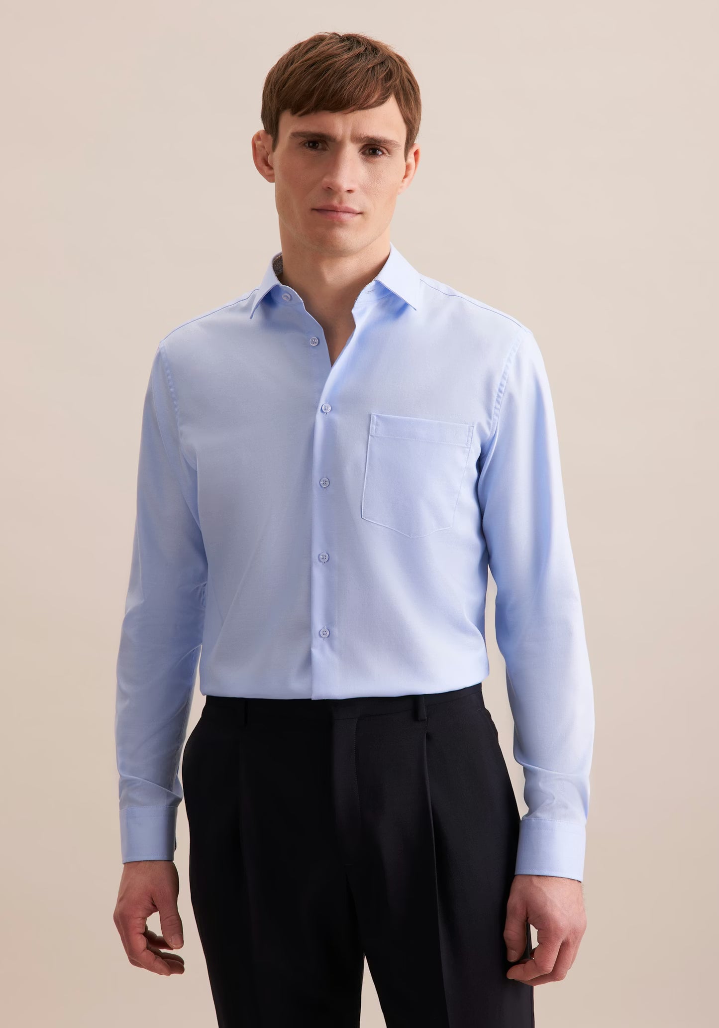 Seidensticker L/S Wrinke Free Cotton Twill Regular Fit Shirt Blue