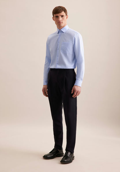 Seidensticker L/S Wrinke Free Cotton Twill Regular Fit Shirt Blue
