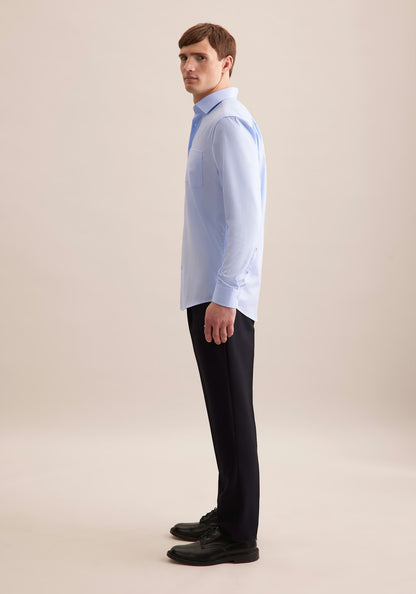 Seidensticker L/S Wrinke Free Cotton Twill Regular Fit Shirt Blue