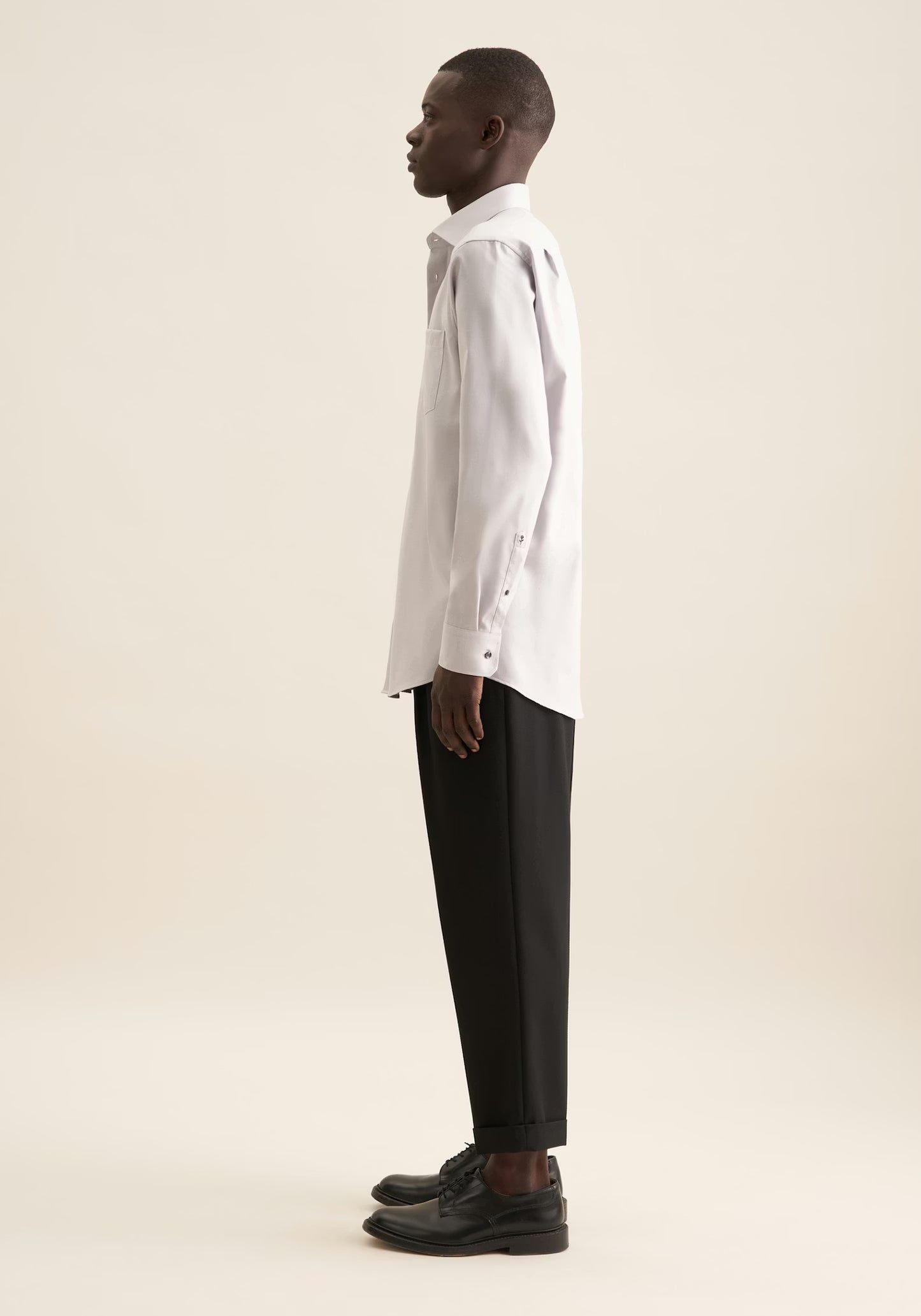 Seidensticker Grey Wrinkle-Free Cotton Twill Regular Fit Shirt — Classic Business Dress Shirt