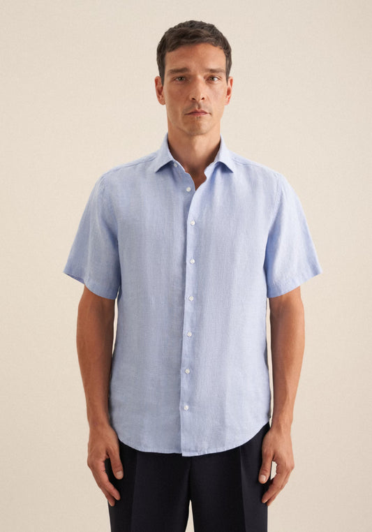 Seidensticker S/S Pure Linen Regular Fit Shirt Sky