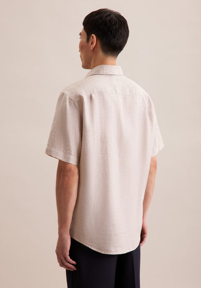 Seidensticker S/S Pure Linen Regular Fit Shirt Sand