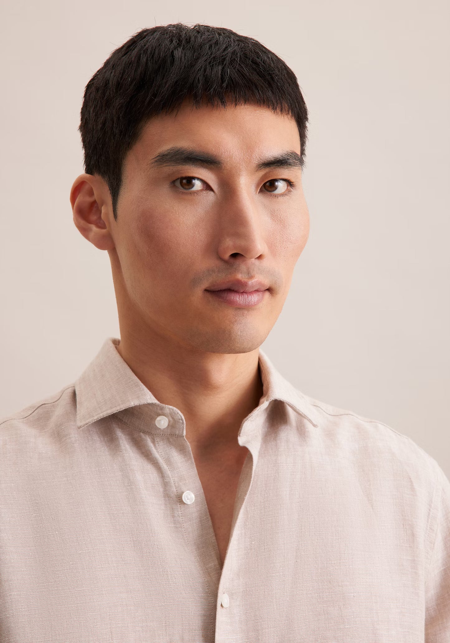 Seidensticker S/S Pure Linen Regular Fit Shirt Sand