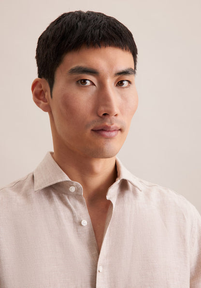 Seidensticker S/S Pure Linen Regular Fit Shirt Sand