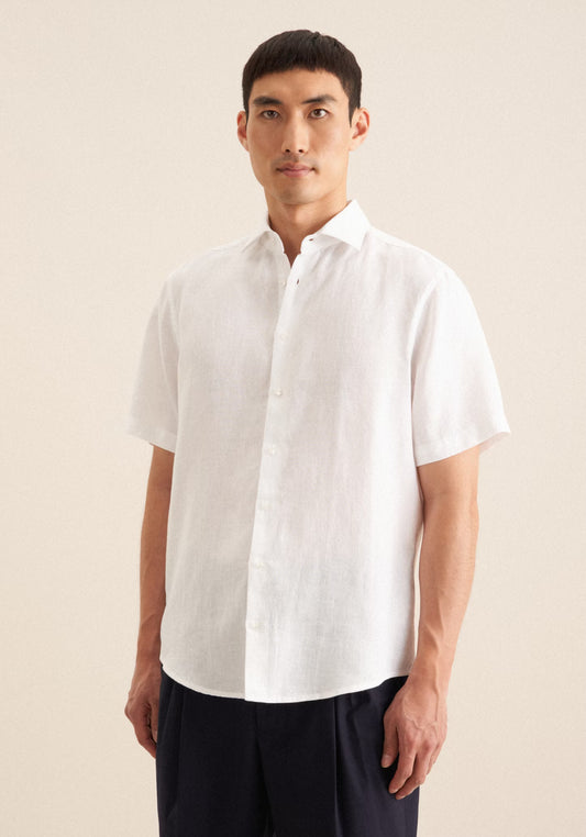 Seidensticker S/S Pure Linen Regular Fit Shirt White