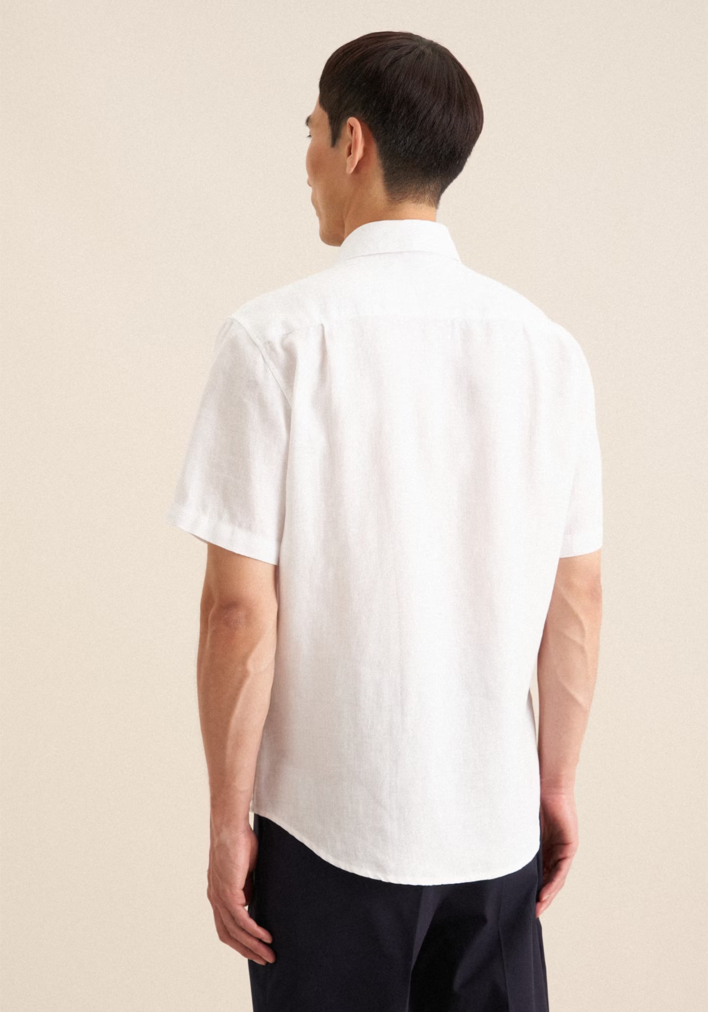 Seidensticker S/S Pure Linen Regular Fit Shirt White