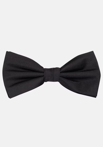 Black bow tie on a light gray background