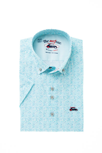 The Surf Car Geometric Print Shirt | Made in Spain Short Sleeve Slim Fit Cotton