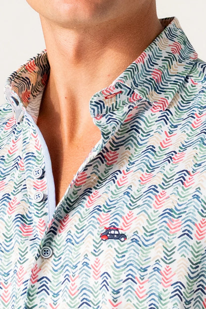 The Surf Car Wave Print Shirt | Made in Spain Long Sleeve Slim Fit Cotton