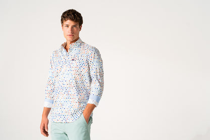 The Surf Car Multi Print Shirt | Made in Spain Long Sleeve Slim Fit Cotton