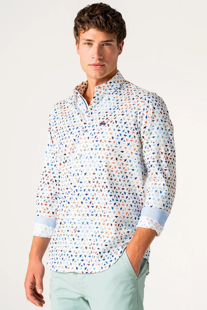 The Surf Car Multi Print Shirt | Made in Spain Long Sleeve Slim Fit Cotton