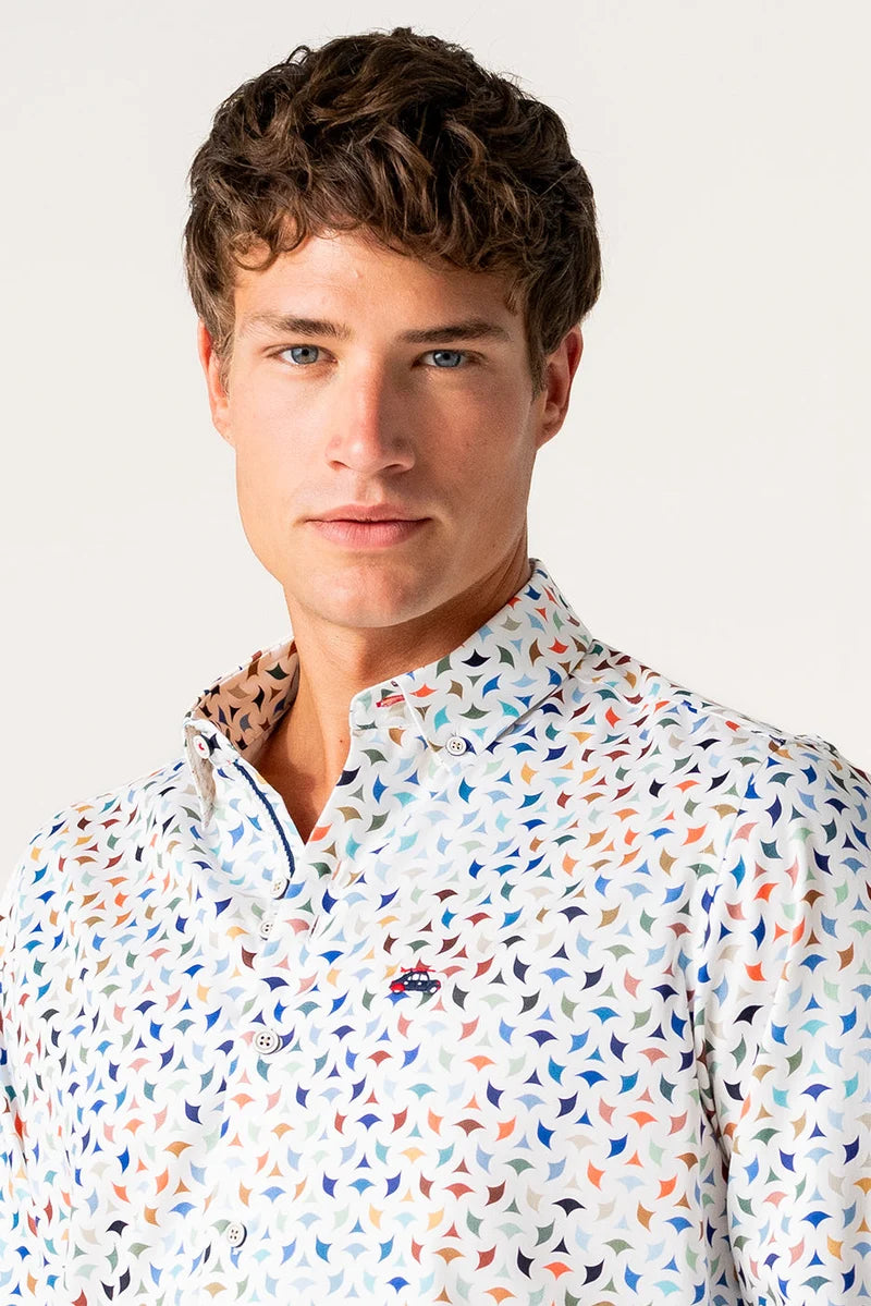 The Surf Car Multi Print Shirt | Made in Spain Long Sleeve Slim Fit Cotton
