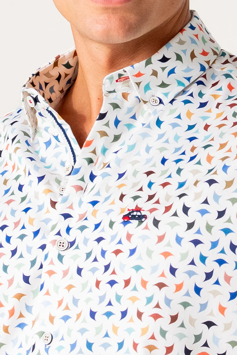 The Surf Car Multi Print Shirt | Made in Spain Long Sleeve Slim Fit Cotton