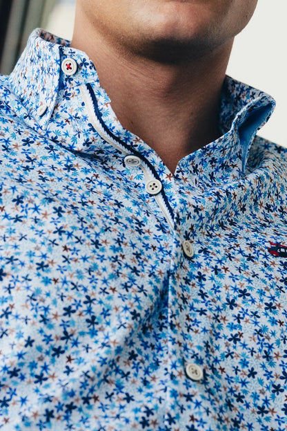 The Surf Car Small Flower Print Shirt | Made in Spain Long Sleeve Slim Fit Cotton