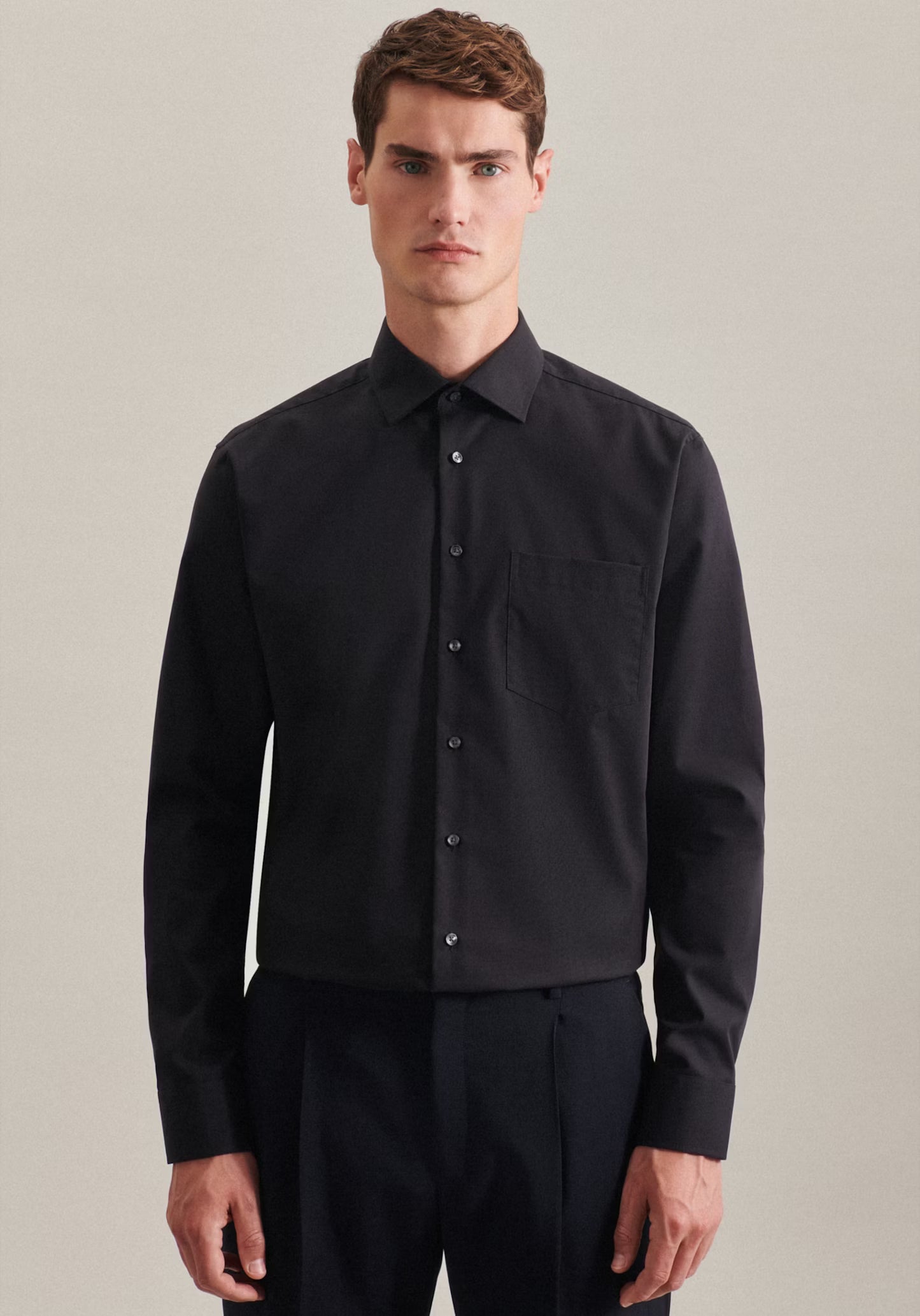 Seidensticker L/S Non Iron Cotton Regular Fit Business Shirt Black