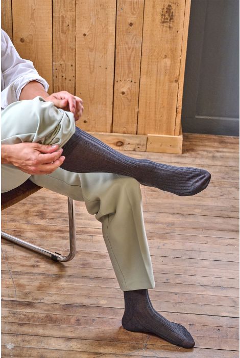 Pantherella Danvers Cotton Lisle Ribbed Long Sock