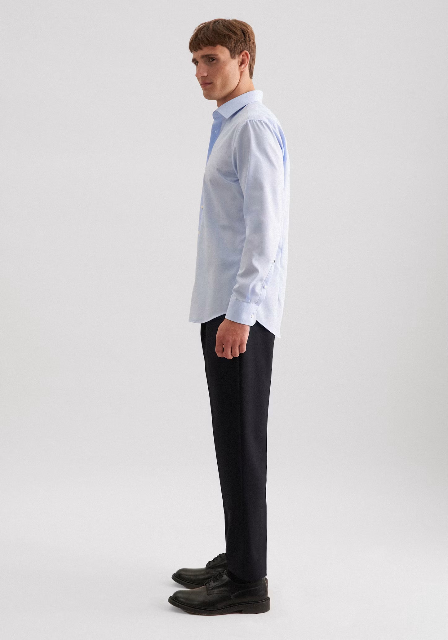 Seidensticker Shaped Fit Business Shirt | 100% Cotton Poplin Long Sleeve Blue