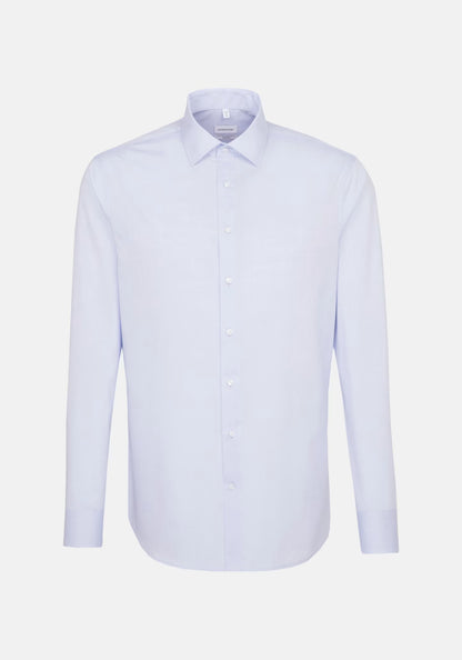 Seidensticker Shaped Fit Business Shirt | 100% Cotton Poplin Long Sleeve Blue