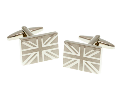 Union Jack silver Etched cufflinks