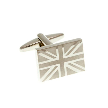 Union Jack cufflinks on a white background