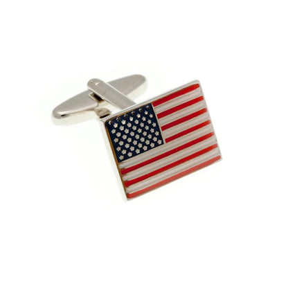 Cufflinks with American flag design on a white background