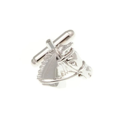 Silver head cufflinks on a white background