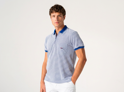 The Surf Car Jacquard Short Sleeve Zip Polo Shirt | Made in Spain