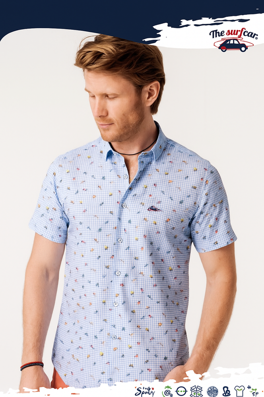 The Surf Car S/S Vespa Check Print Shirt