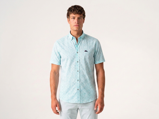 The Surf Car Geometric Print Shirt | Made in Spain Short Sleeve Slim Fit Cotton