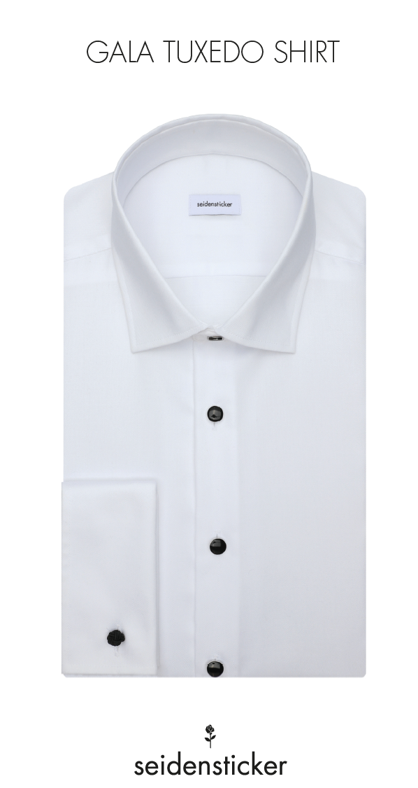 Seidensticker L/S Fine Twill Cotton Regular Fit Tuxedo Shirt with Stud Buttons