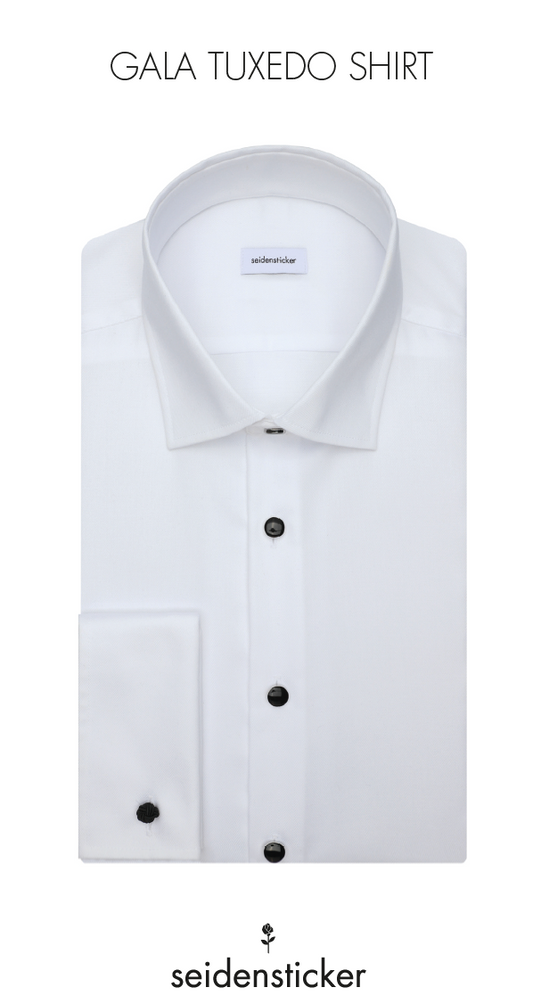 Seidensticker L/S Fine Twill Cotton Regular Fit Tuxedo Shirt with Stud Buttons