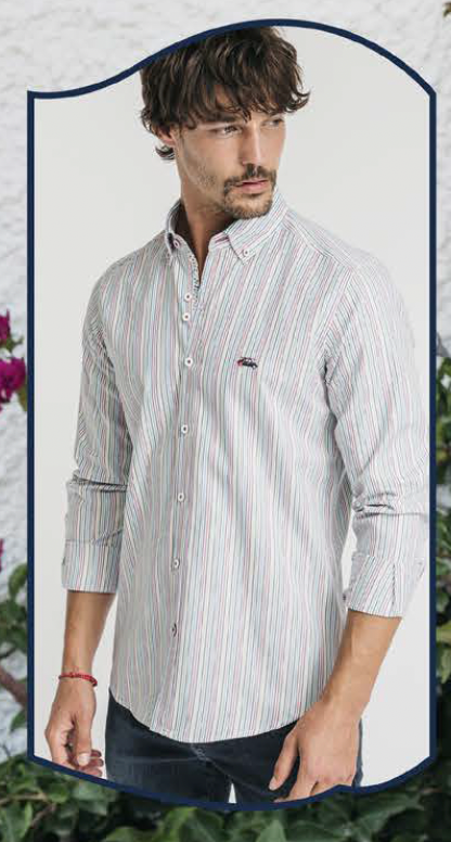 The Surf Car Multi Stripe Print Shirt | Made in Spain Long Sleeve Cotton