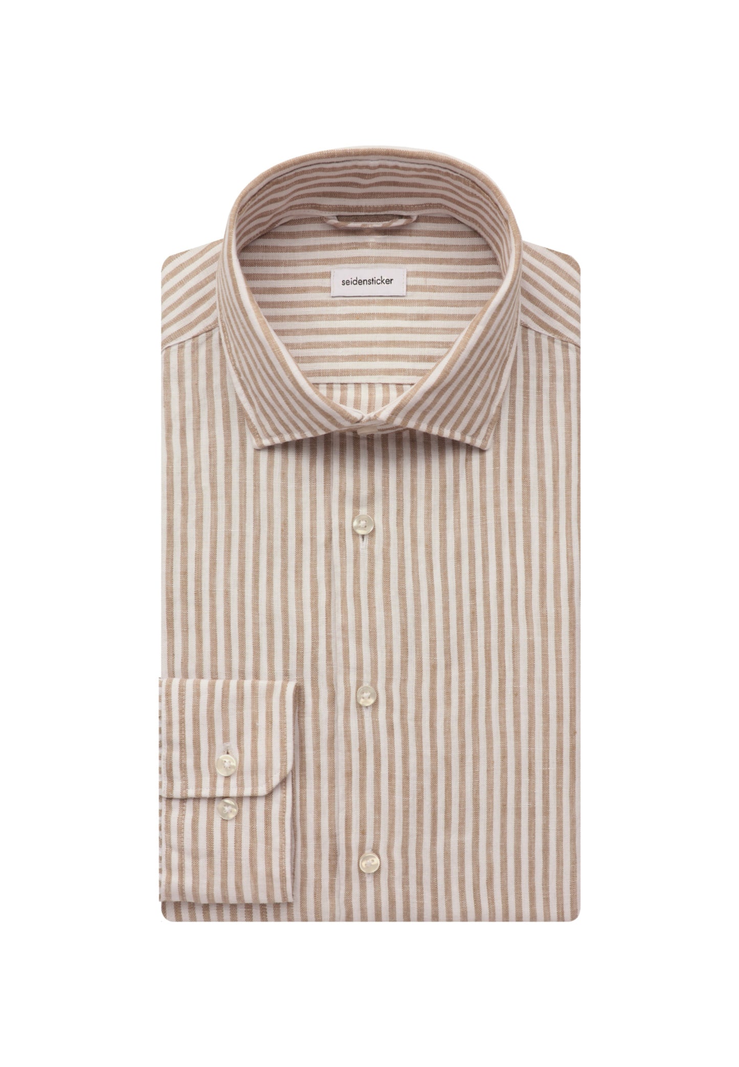 Seidensticker L/S Pure Stripe Linen Regular Fit Shirt Beige