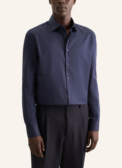 Seidensticker L/S Easy Iron Satin Cotton Slim Fit Shirt Navy