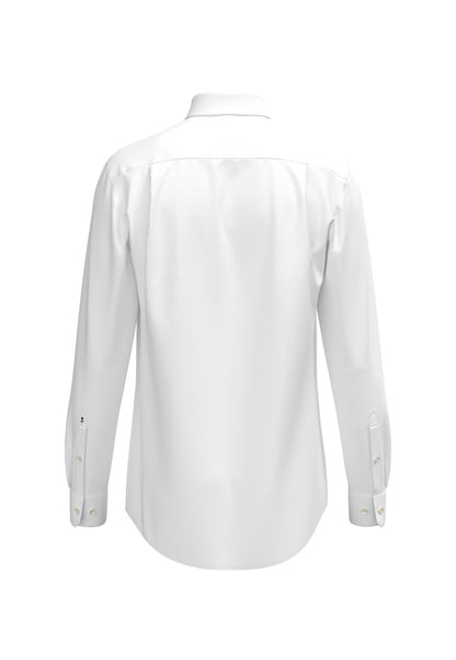 Seidensticker White Wrinkle-Free Cotton Twill Regular Fit Shirt — Classic Business Dress Shirt