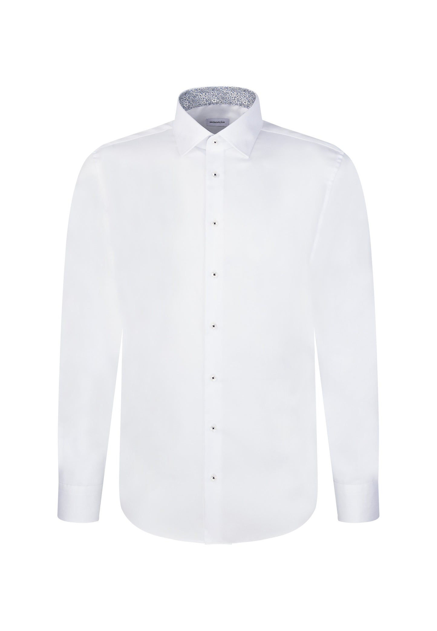 Seidensticker White Wrinkle-Free Cotton Twill Slim Fit Shirt — Classic Business Dress Shirt