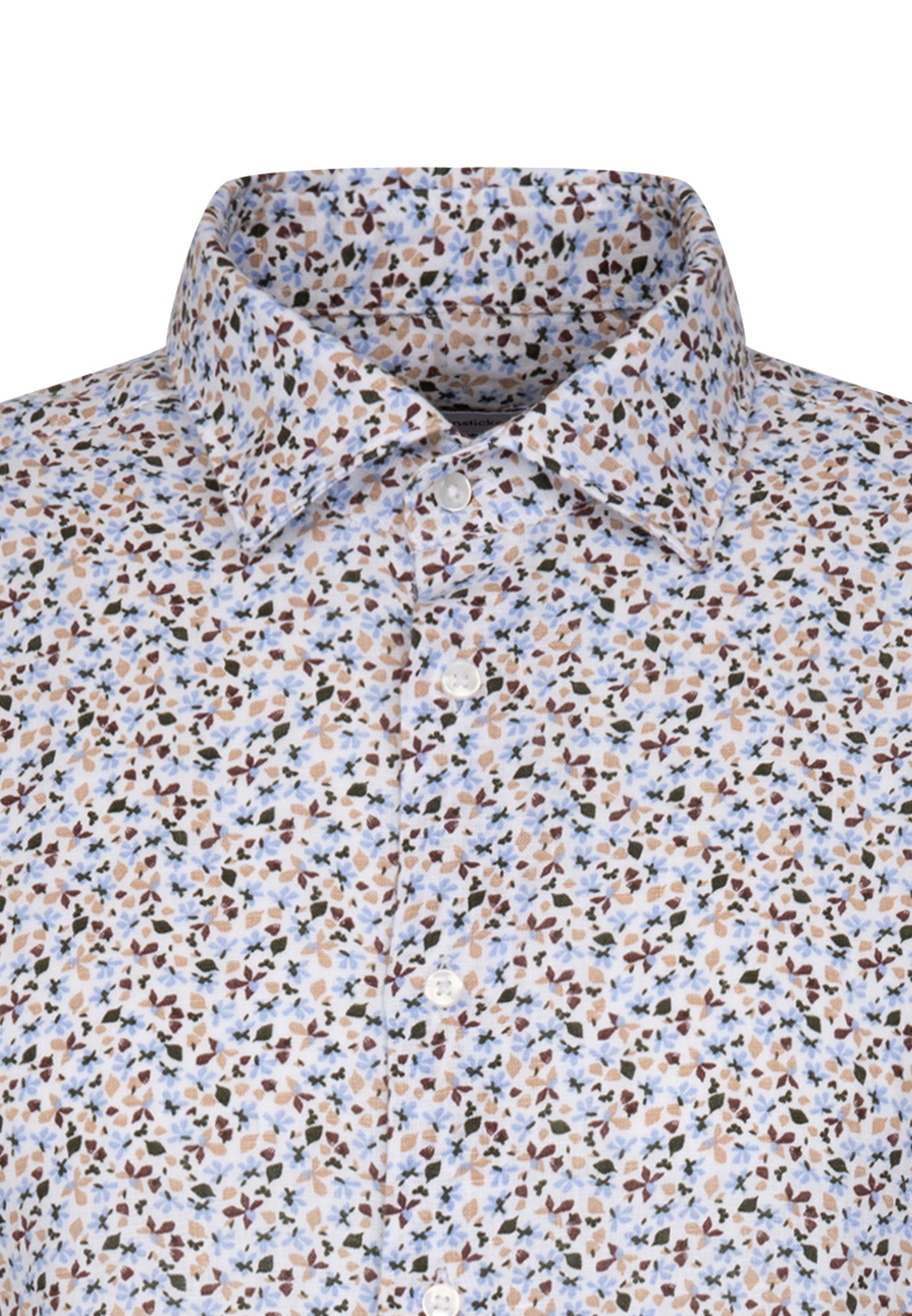 Seidensticker S/S Pure Linen Floral Print Regular Fit Shirt White